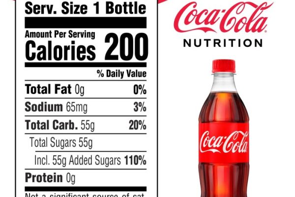 Nutrition facts label of coca cola