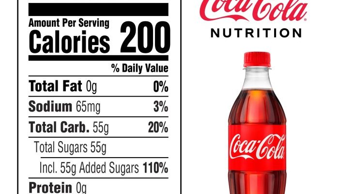 Nutrition facts label of coca cola